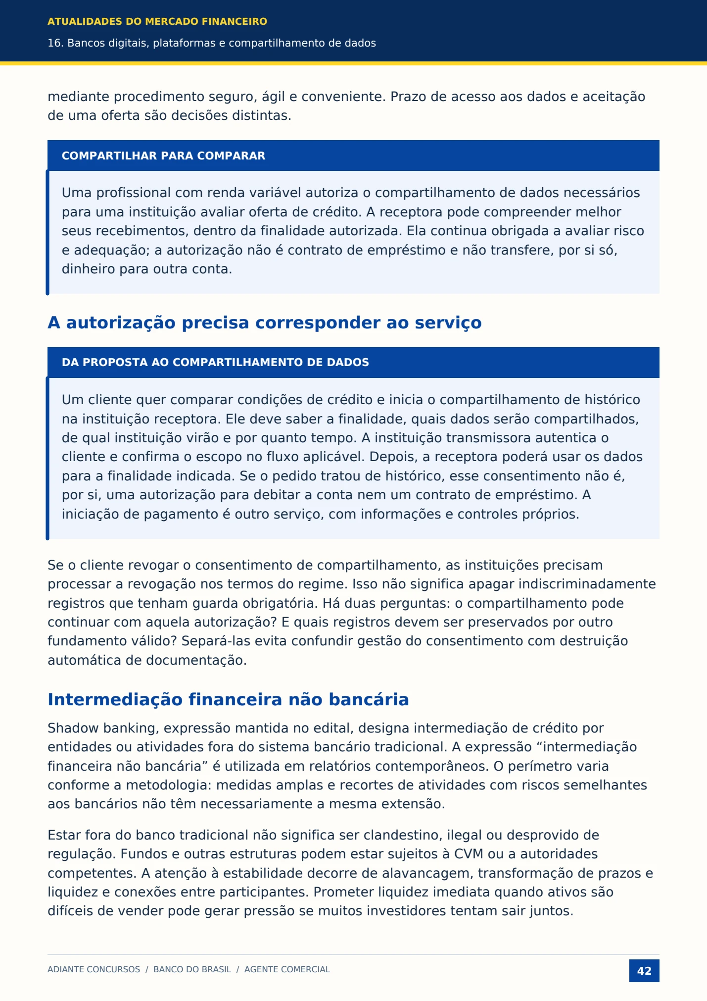Exemplo de compartilhamento de dados e intermediação financeira