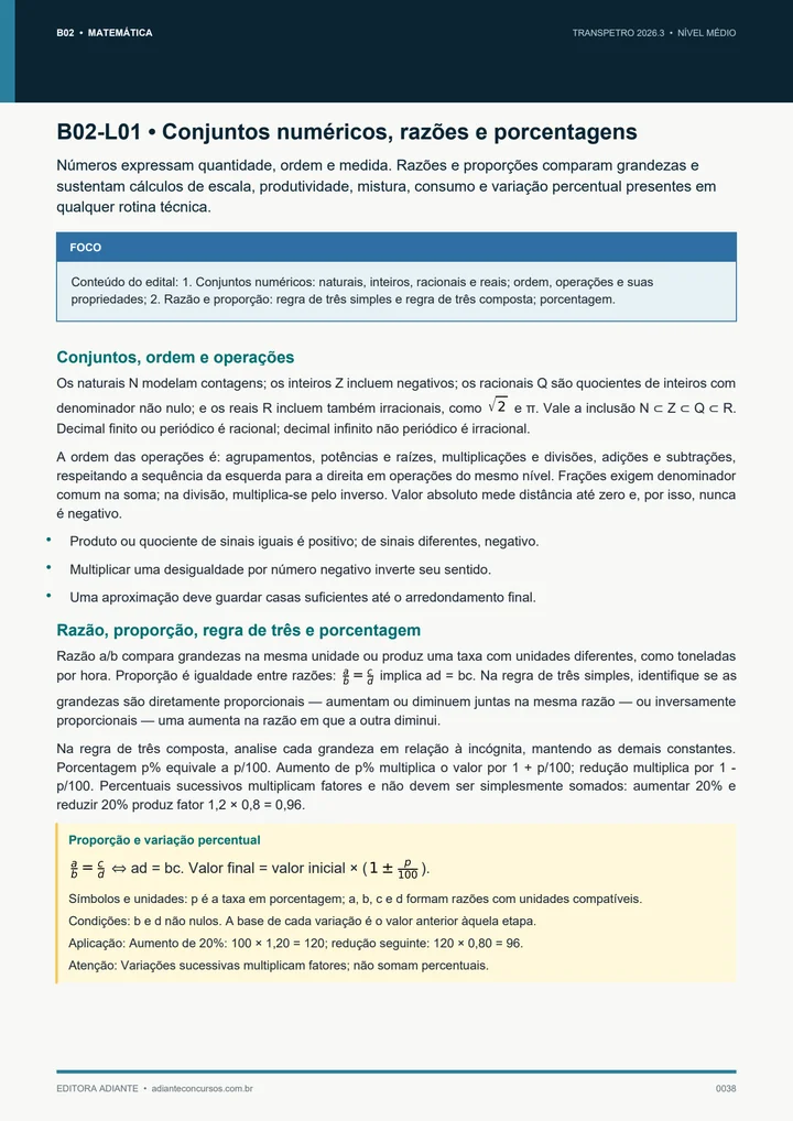Página real da apostila com explicações de Matemática em um tablet ilustrativo