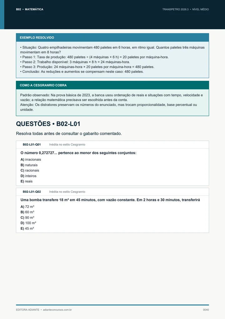 Exemplo resolvido de proporcionalidade e questões de Matemática