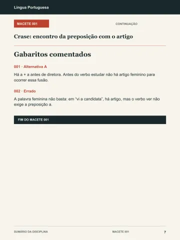 Página real do material: Crase: confira o raciocínio